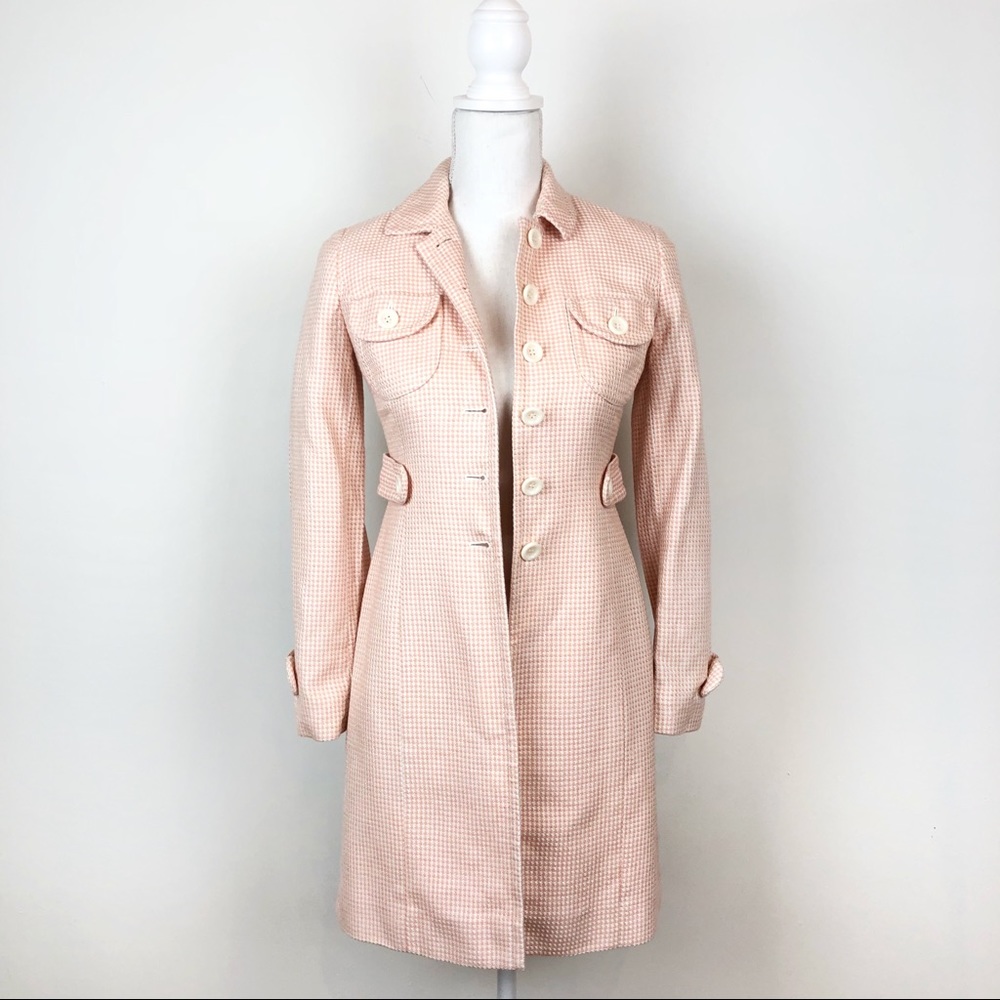 Ann Taylor Petite Tweed Trench Coat Jacket Preppy